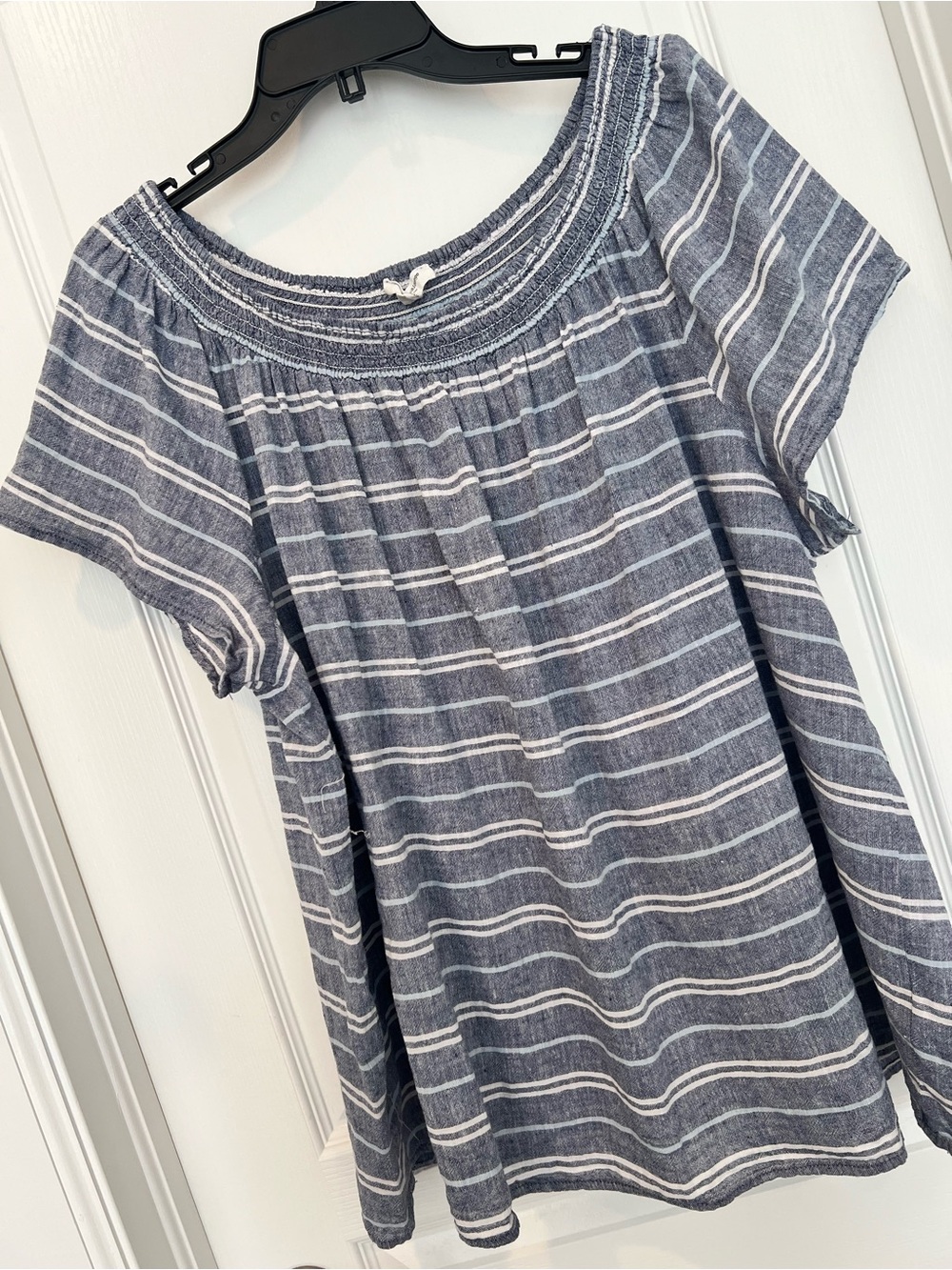 beachlunchlounge Navy and White Striped Off-Shoulder Tunic